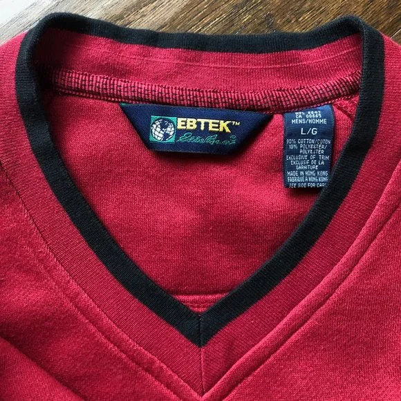 Eddie Bauer Ebtek red vneck sweatshirt mens L - Picture 5 of 5